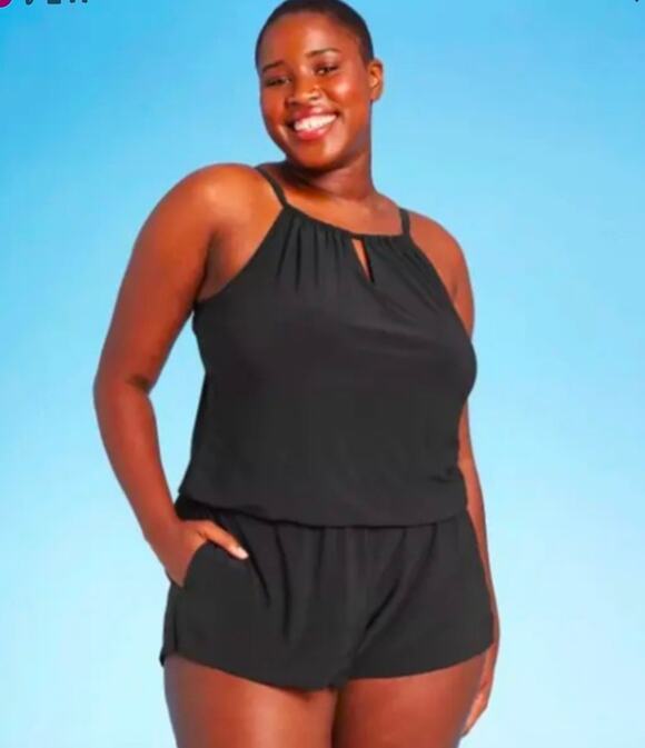Aqua Green Other - Aqua Green keyhole blouson romper one piece swim suit sz 18W